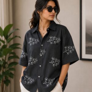 Earthy Elegance Embroidered Linen Shirt