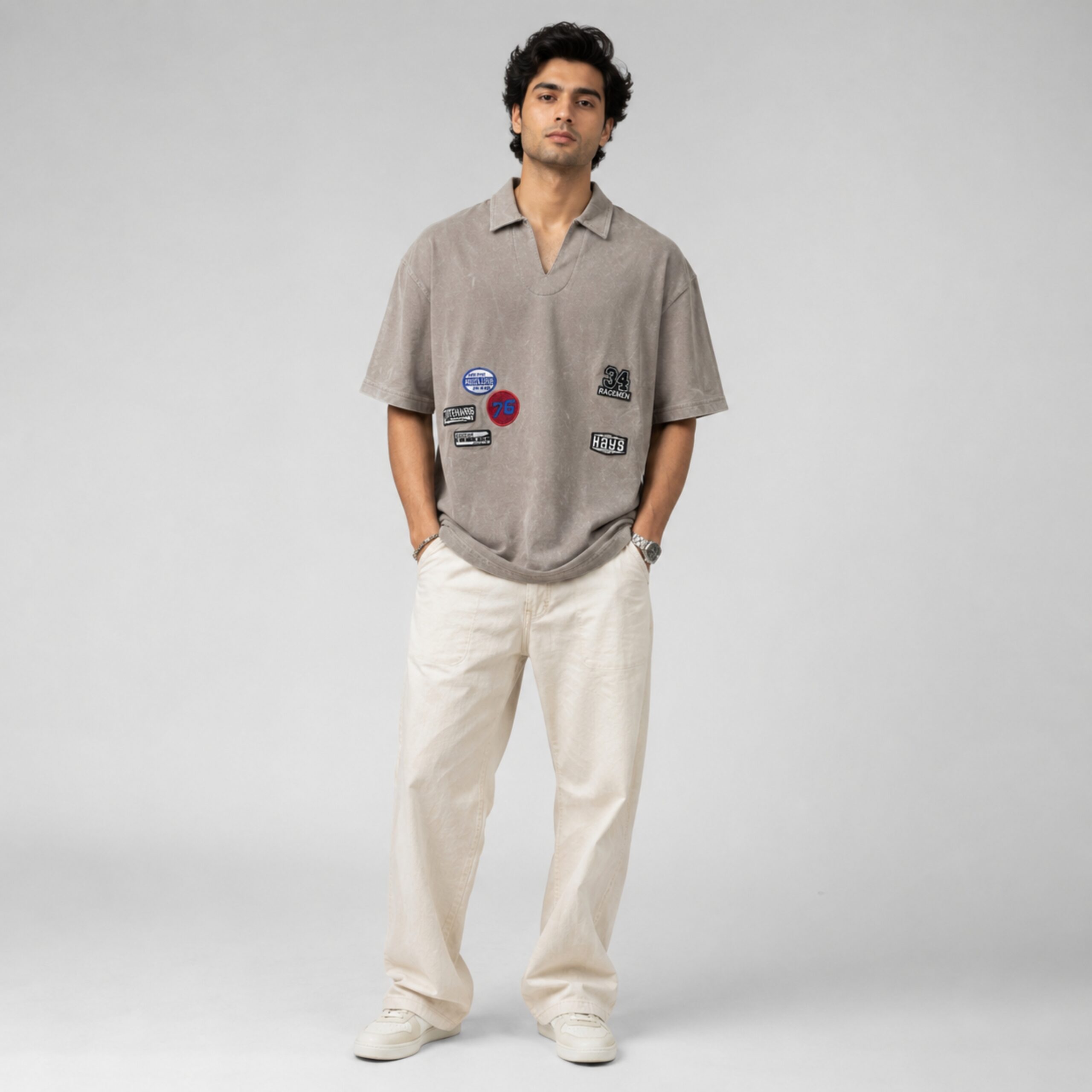 Racemen Acid Wash Oversized Tee – Grey